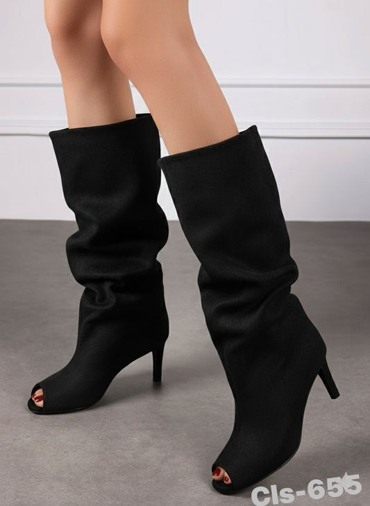 Bottes à talon plissés