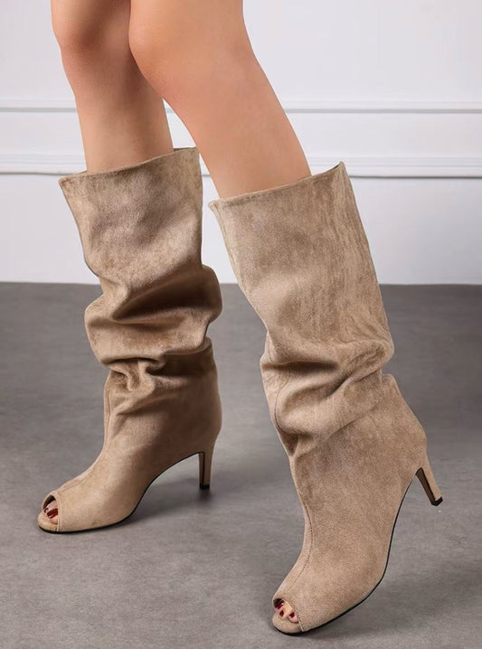 Bottes à talon plissés